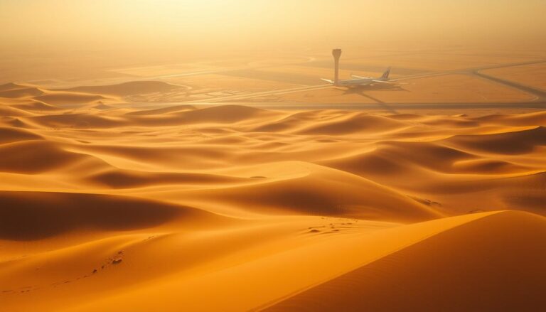 How far is Dubai desert from the airport?